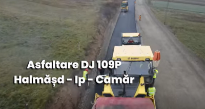 Primului strat de asfalt pe DJ 109P, în zona Cerâșa și Cosniciu de Sus